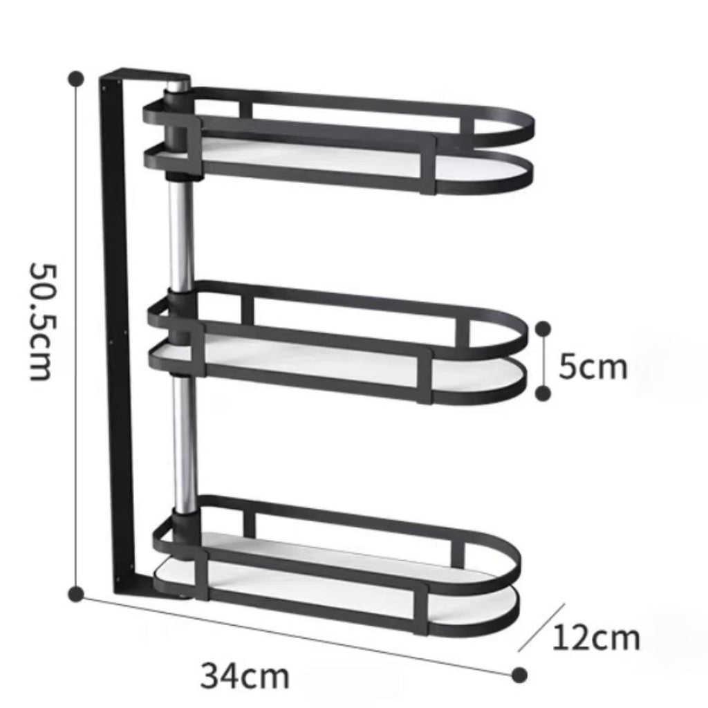 Kitchen Wall-Mounted Spice Rack-3 layers /w Nail-free Adhesive