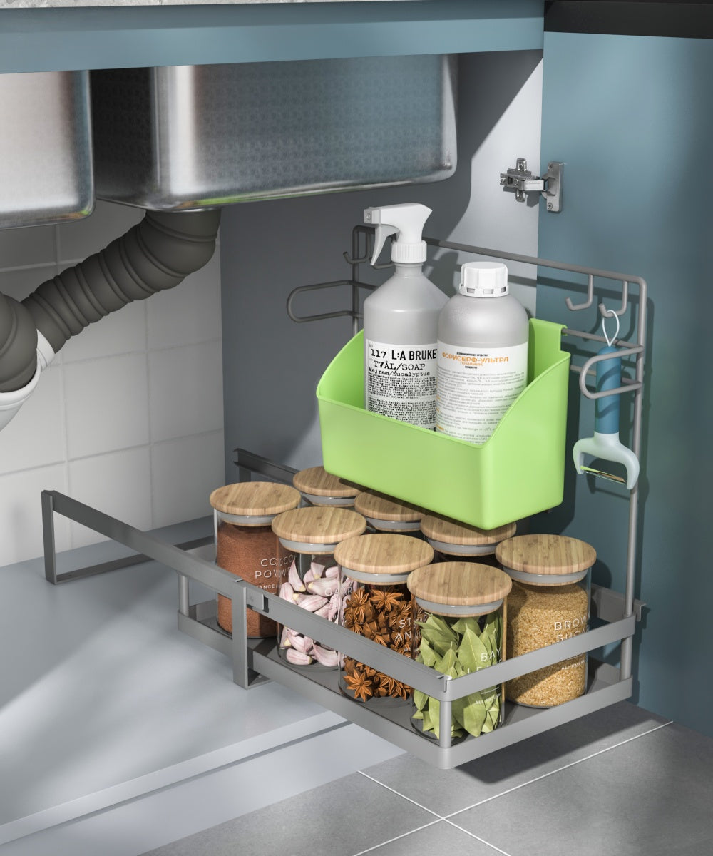 L-Shape Under Sink Organizer Rack with Storage box