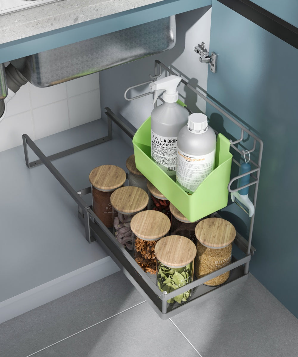 L-Shape Under Sink Organizer Rack with Storage box