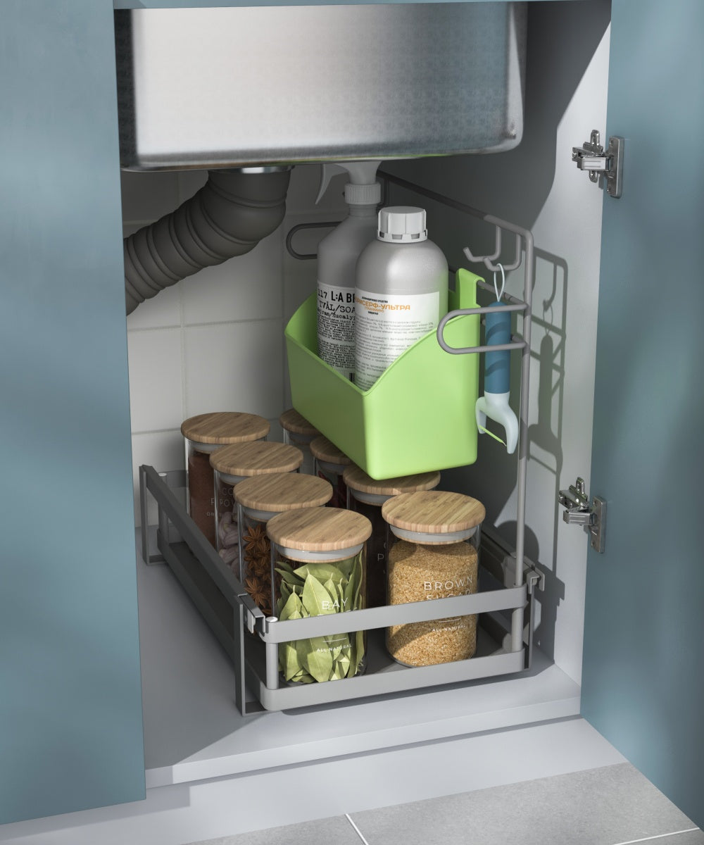 L-Shape Under Sink Organizer Rack with Storage box