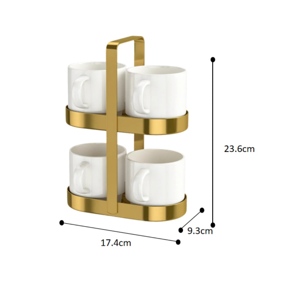 2-Tier Mug & Stand Set /w Macaron Ceramic Cup